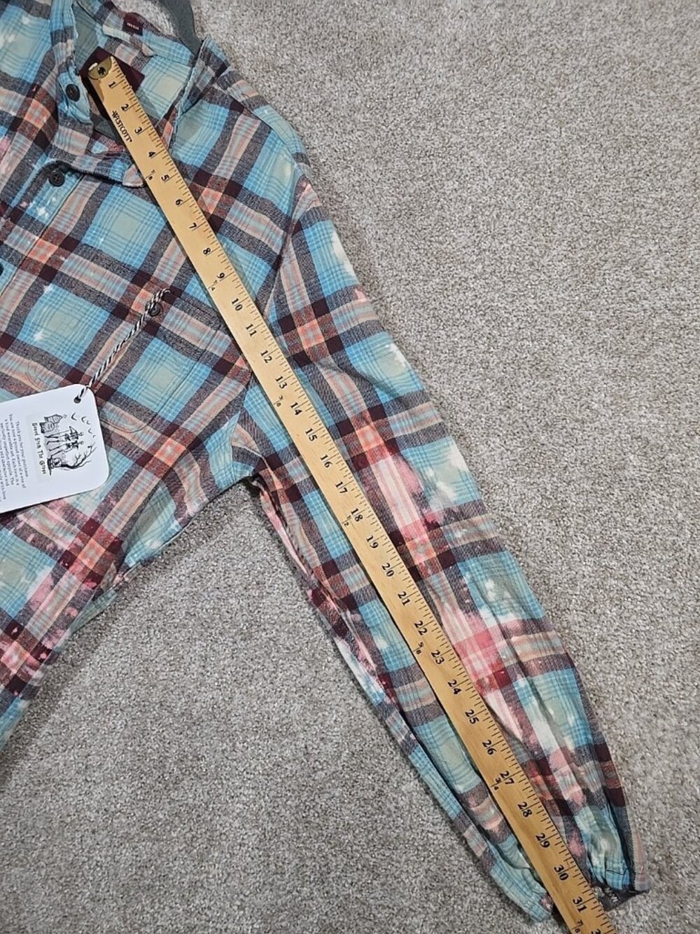 OOAK Upcycled Flannel Shacket Shirt Sarcastic Humor Smile Say God Bless XL - Picture 10 of 14